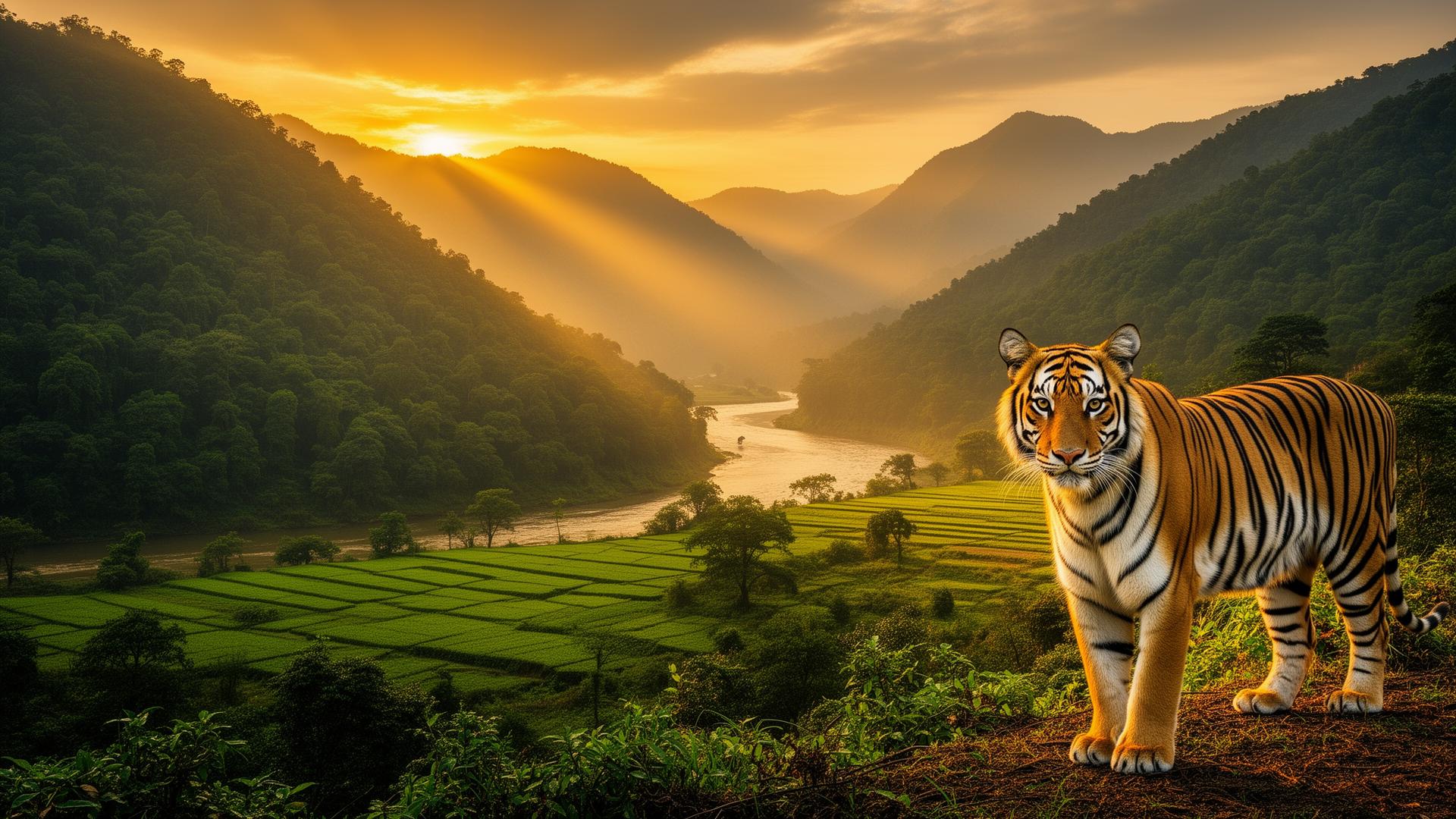 Bengal Tiger at sunset